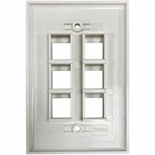Placa de pared Keystone de una sola unidad Safe-IT de Tripp Lite by Eaton, 6 puertos, antibacteriana