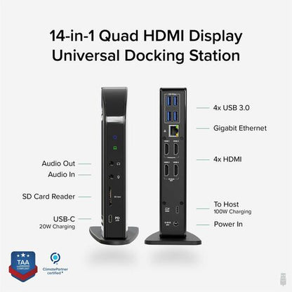 Plugable Plugable USB-C Quad HDMI Docking Station - for Notebook, Monitor - Memo