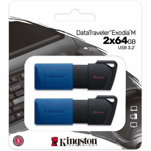 64GB USB3.2 GEN 1 DATATRAVELER EXODIA M BLACK + BLUE 2 PIECES