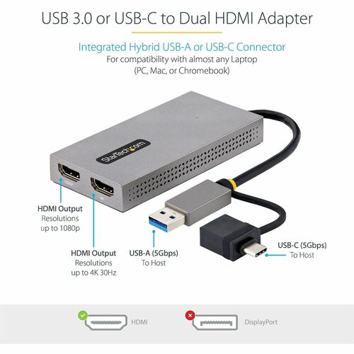 Adaptador USB a HDMI dual de StarTech.com