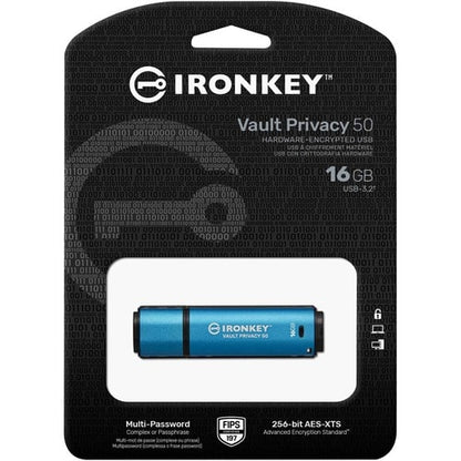 16GB IRONKEY VAULT PRIVACY 50 USB 3.2 AES-256 ENCRYPTED FIPS 1