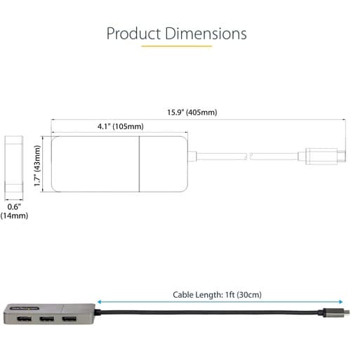 Adaptateur multi-écrans USB-C 3 ports StarTech.com