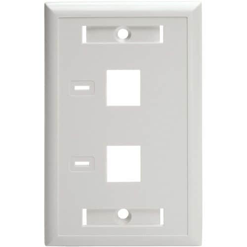 Tripp Lite - Placa frontal Keystone de 2 puertos, una sola salida, etiquetas de identificación, blanco, TAA - 2 x T