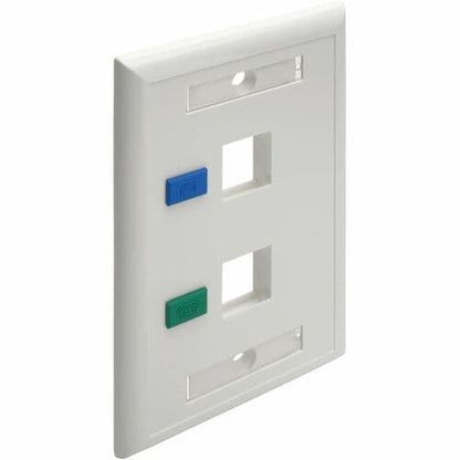 Tripp Lite - Placa frontal Keystone de 2 puertos, una sola salida, etiquetas de identificación, blanco, TAA - 2 x T