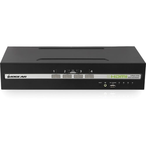 Conmutador KVM seguro HDMI de 4 puertos con doble vista y audio CAC PP4.0 TAA