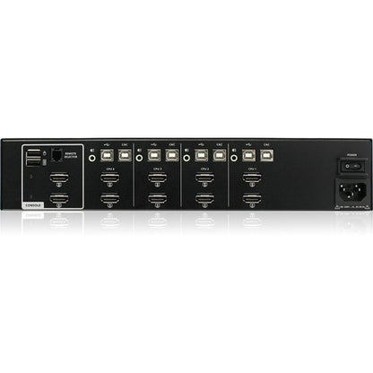 Conmutador KVM seguro HDMI de 4 puertos con doble vista y audio CAC PP4.0 TAA