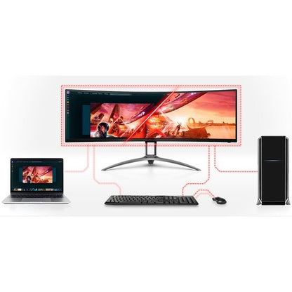 AOC AGON AG493UCX2 49\" Class Dual Quad HD (DQHD) Curved Screen Gaming LCD Monitor - 32:9