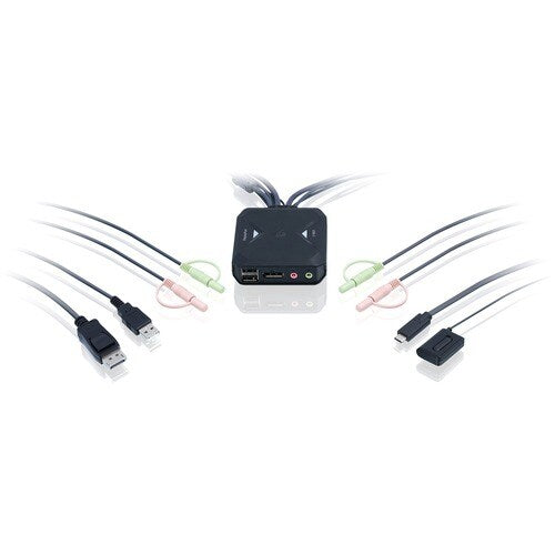 CONMUTADOR KVM 4K DE 2 PUERTOS CON DISPLAYPORT USB-C Y AUDIO