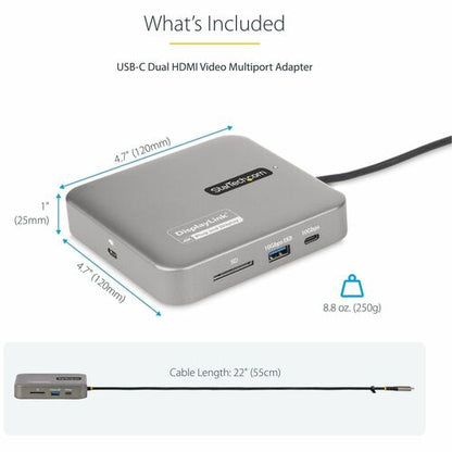 Adaptador multipuerto USB-C 2X 4K 60 Hz HDMI/USB 10 GBPS HUB/100 W PD