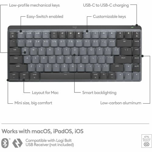 Logitech MX Mechanical Keyboard - Wireless Connectivity - Bluetooth