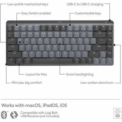 Logitech MX Mechanical Keyboard - Wireless Connectivity - Bluetooth