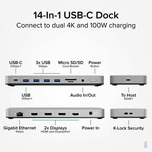 Station d'accueil USB-C pour ordinateur portable Plugable, double écran