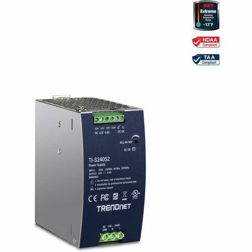 TRENDnet 240 W 52 V CC, 4,61 A CA vers CC DIN