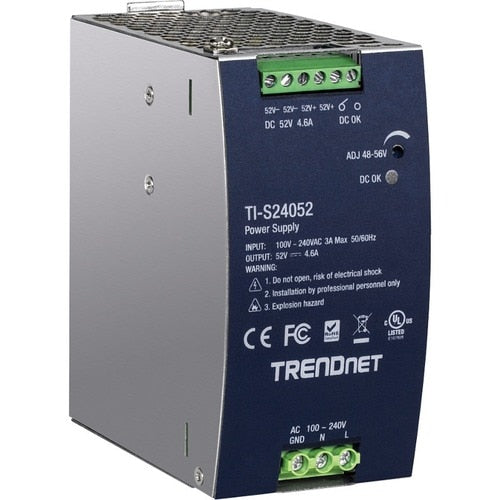 TRENDnet 240 W 52 V CC, 4,61 A CA vers CC DIN