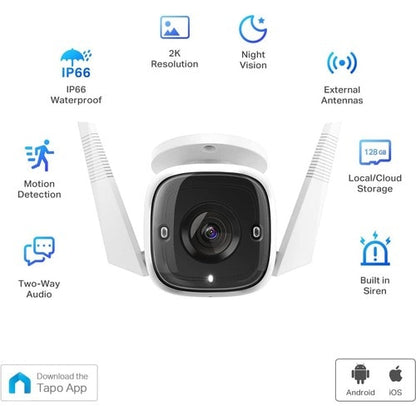 Tapo TAPO C310 Cámara de red HD de 3 megapíxeles - 98 pies (29,87 m) - H.264 - 2304 x
