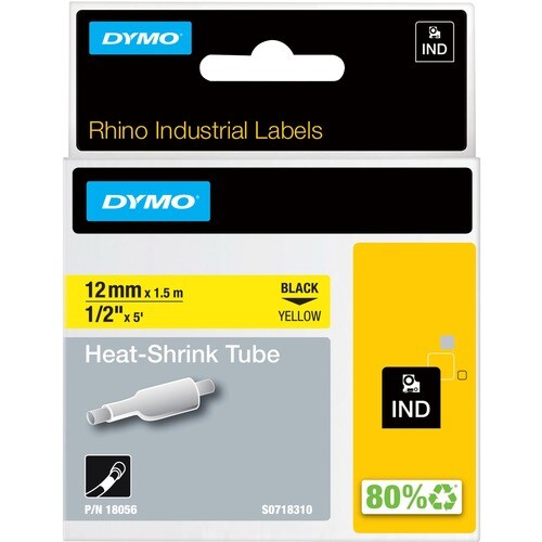 Dymo Heat Shrink Tube Label - 0.5" Width x 5ft Length - Rect