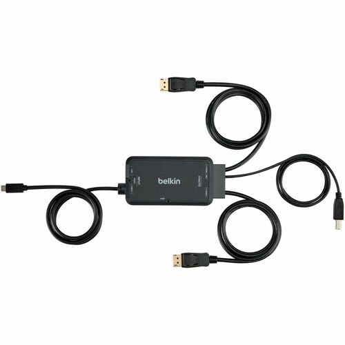 Belkin TAA KVM Dock USB-C to (2) DP/USB-B Cables w/ RJ45 and Power - 6