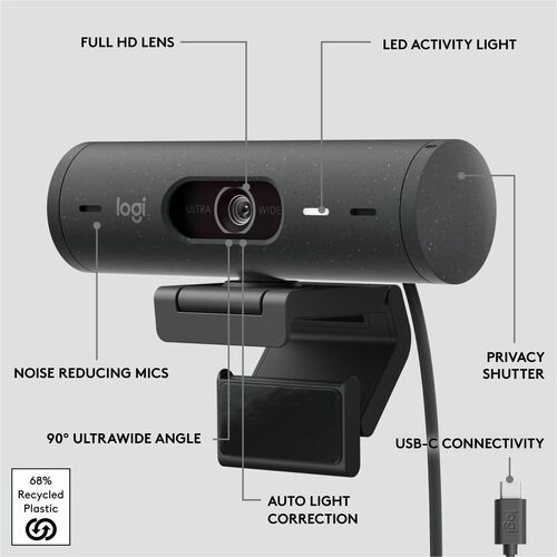 Cámara web Logitech BRIO 500