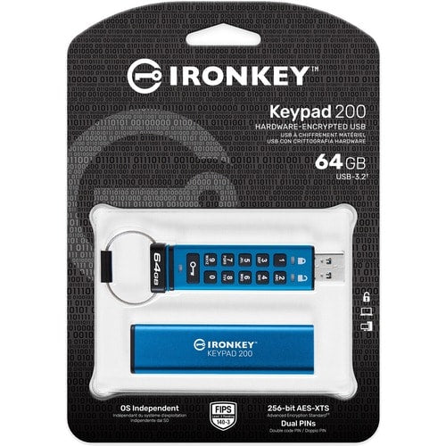 64GB IRONKEY KEYPAD 200 FIPS 1403 LVL 3 PENDING AES256 ENCRYPTED
