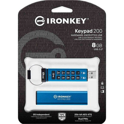 IronKey Keypad 200 8GB USB 3.2 (Gen 1) Type A Flash Drive -