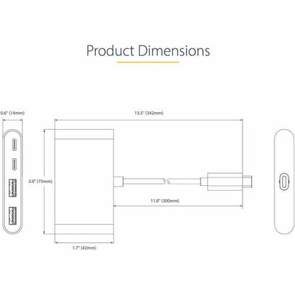 StarTech.com 4-Port USB-C Hub with 100W Power Delivery Pass