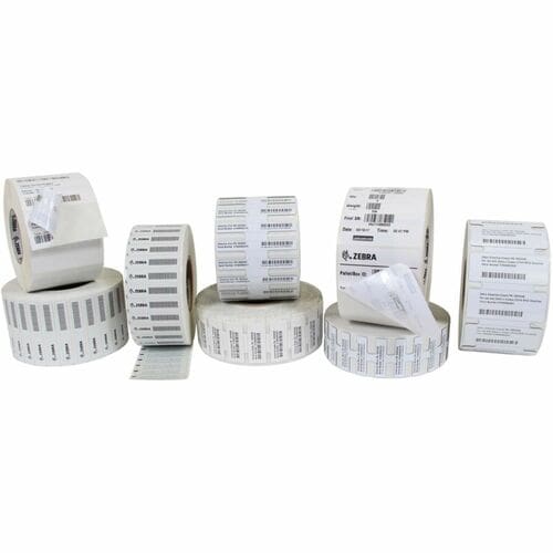 Etiqueta de código de barras Zebra PolyPro 3000T: 1" (25,40 mm) de ancho x 35/64" (13,97 mm) de largo