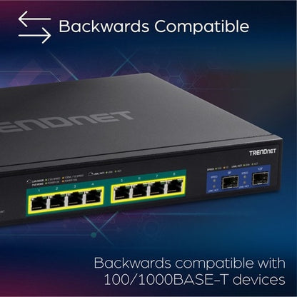 Switch PoE inteligente web de 10 puertos y 2,5 G con ranuras SFP+ de 10 G