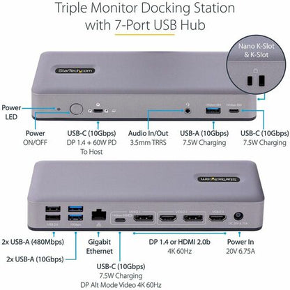 Station d'accueil USB-C StarTech.com, HDMI/DP/DP Mode alternatif USB