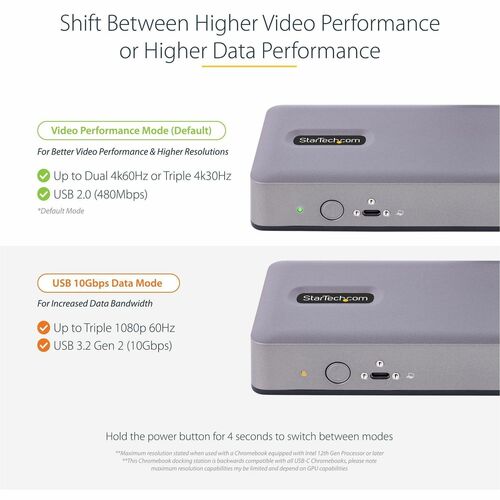 Station d'accueil USB-C StarTech.com, HDMI/DP/DP Mode alternatif USB