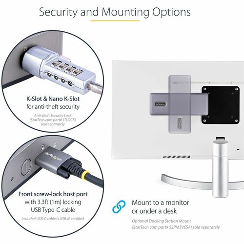 Station d'accueil USB-C StarTech.com, HDMI/DP/DP Mode alternatif USB