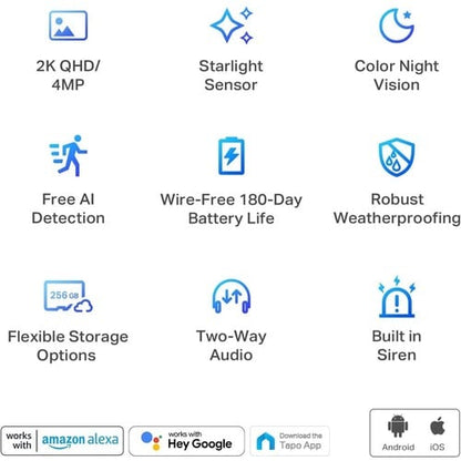 Système de caméra de sécurité sans fil Tapo Smart, système à 2 caméras - Caméra, base