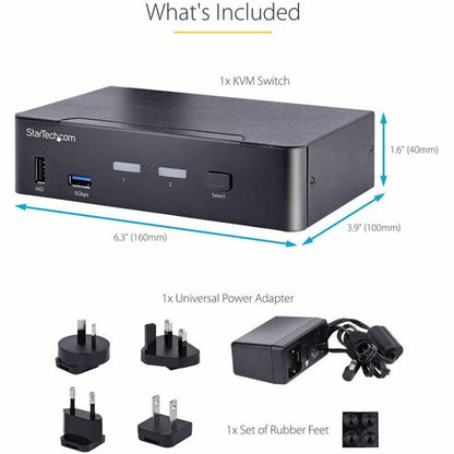 Commutateur KVM DP 2 ports USB C 4K 60 Hz 3,5 mm et audio USB