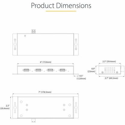 StarTech.com 4-Port Industrial USB 3.0 5Gbps Hub, Rugged USB Hub w/ ES