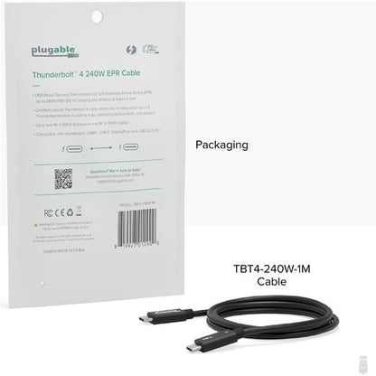 Plugable Thunderbolt 4 Data Transfer Cable - 3.3 ft (1.01 m) Thunderbolt 4 Data