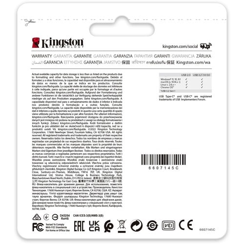Carte mémoire DATATRAVELER 80 Mo 64 Go 200 Mo USB-C 3.2 G1