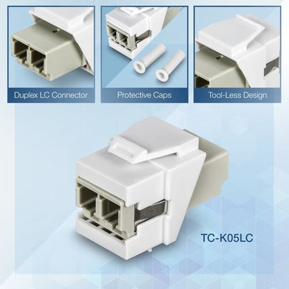 Conectores acopladores Keystone de fibra óptica dúplex LC TRENDnet - Paquete de 5 - 5 - 2 x LC Nettwo