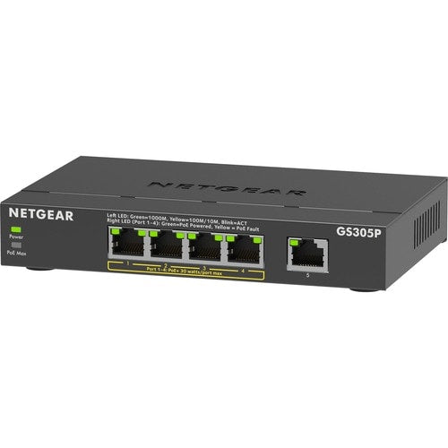 Switch no administrado GBE de 5 puertos con PoE+
