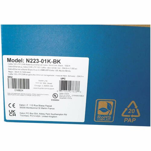 Tripp Lite by Eaton Cat6a 10G Solid Core UTP Bulk Ethernet Cable