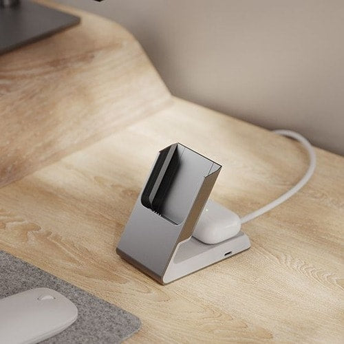Station de charge magnétique 2 en 1 Alogic Matrix – Blanc – Connecteurs d'entrée