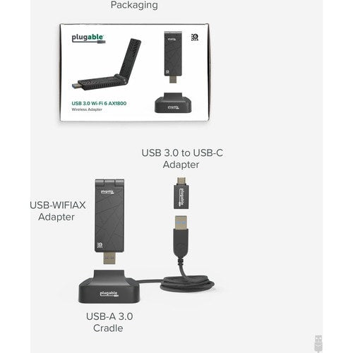 Adaptateur Wi-Fi double bande IEEE 802.11ax enfichable pour ordinateur de bureau/portable - USB