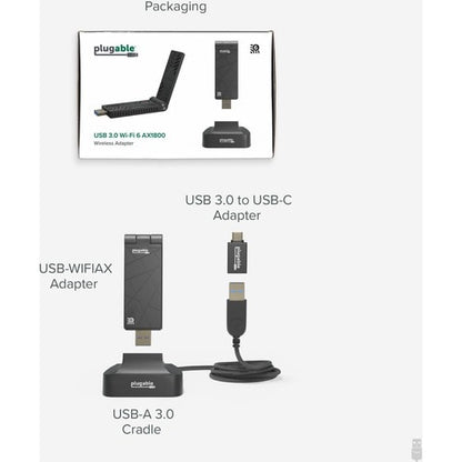 Adaptateur Wi-Fi double bande IEEE 802.11ax enfichable pour ordinateur de bureau/portable - USB
