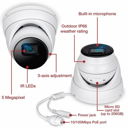 Caméra réseau intérieure/extérieure TRENDnet TV-IP1515PI 5 mégapixels - Couleur - Dôme -