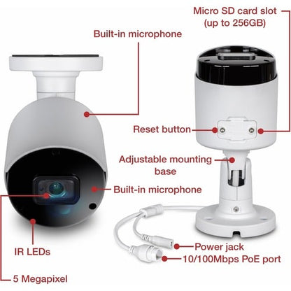 Cámara de red TRENDnet TV-IP1514PI de 5 megapíxeles para interiores y exteriores, color, tipo bala