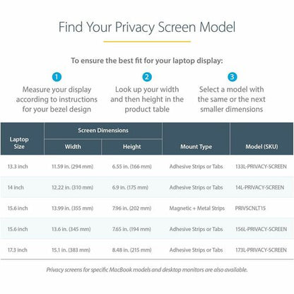 Pantalla de privacidad StarTech.com para portátiles de 13,3 pulgadas con formato 16:9