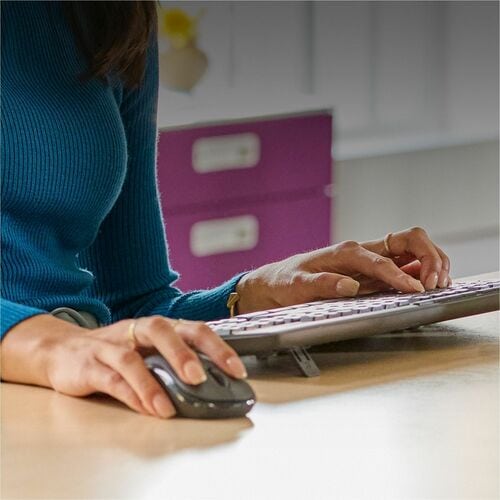 Clavier combiné Logitech MK370 pour entreprises, blanc cassé, disposition française