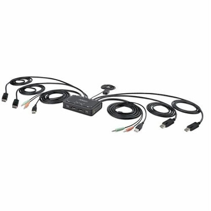 CONMUTADOR KVM COMPACTO 4K DE 2 PUERTOS - CONMUTADOR KVM CON CABLE PARA DOS MONITORES