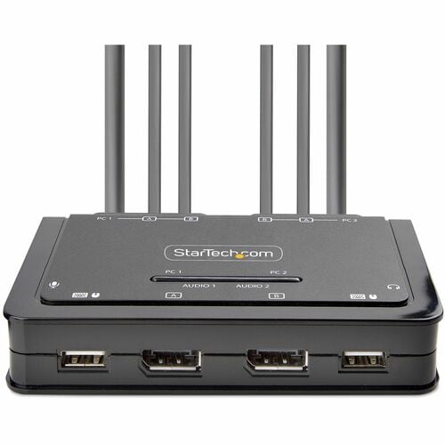 CONMUTADOR KVM COMPACTO 4K DE 2 PUERTOS - CONMUTADOR KVM CON CABLE PARA DOS MONITORES