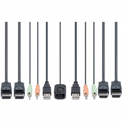 CONMUTADOR KVM COMPACTO 4K DE 2 PUERTOS - CONMUTADOR KVM CON CABLE PARA DOS MONITORES