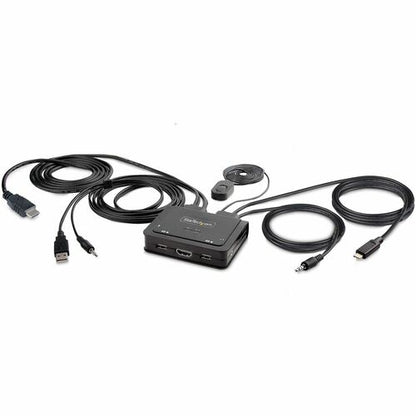 CONMUTADOR KVM 4K COMPACTO DE 2 PUERTOS - CONMUTADOR KVM CON CABLE USB-A/USB-C
