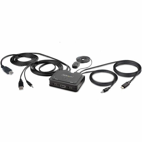 CONMUTADOR KVM 4K COMPACTO DE 2 PUERTOS - CONMUTADOR KVM CON CABLE USB-A/USB-C